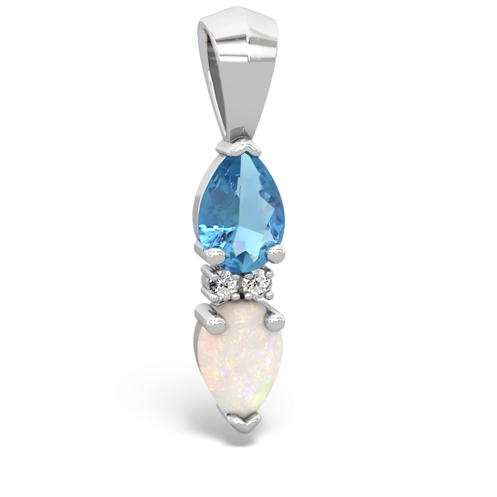 Blue Topaz Bowtie Drop 14K White Gold pendant P0865