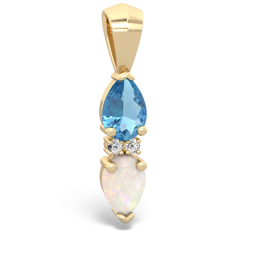 Blue Topaz Bowtie Drop 14K Yellow Gold pendant P0865