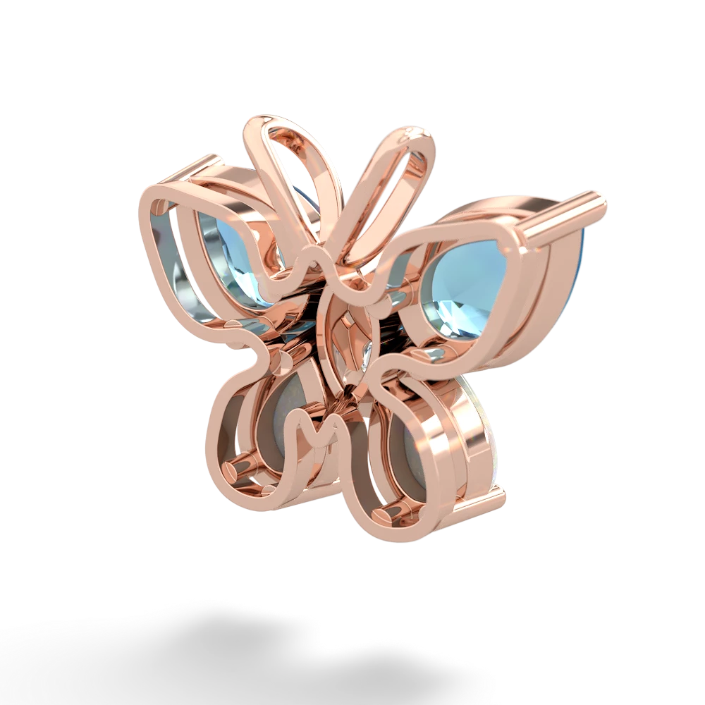 Blue Topaz Butterfly 14K Rose Gold pendant P2215