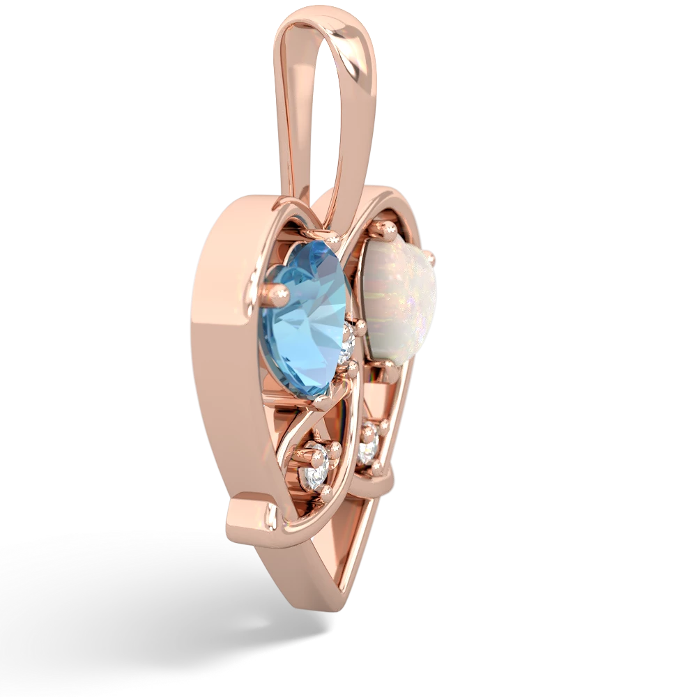 Blue Topaz Celtic Trinity Heart 14K Rose Gold pendant P5331