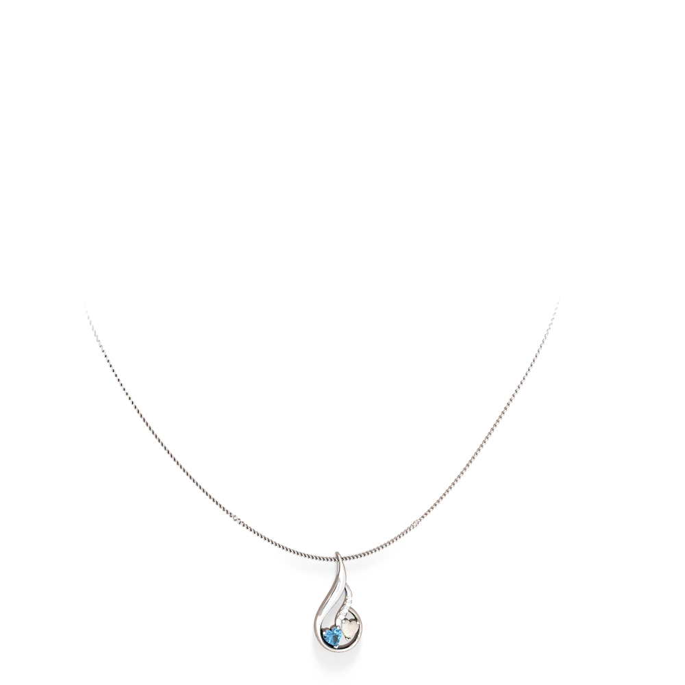 Blue Topaz Keepsake Curves 14K White Gold pendant P5450