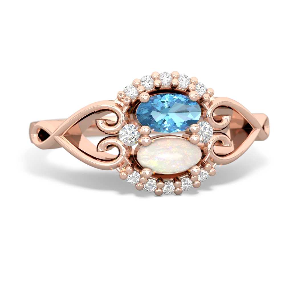 Blue Topaz Love Nest 14K Rose Gold ring R5860