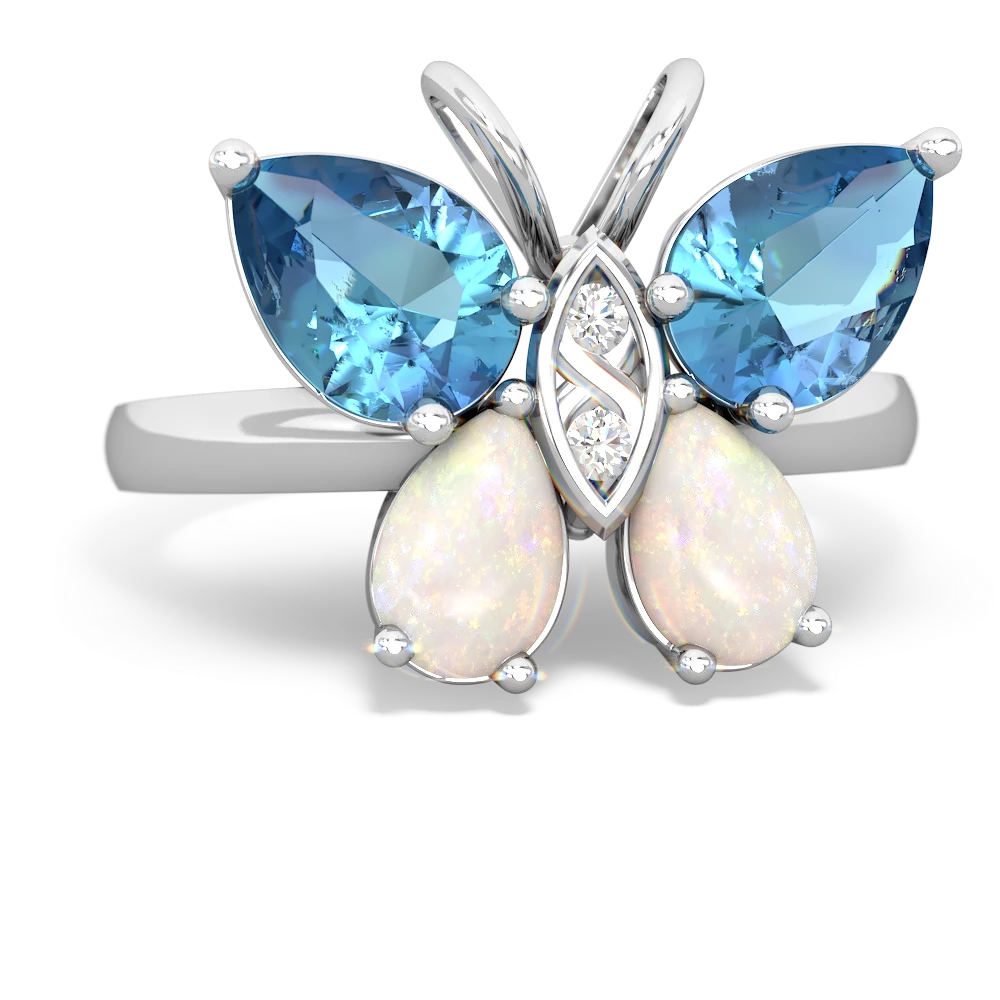 Blue Topaz Butterfly 14K White Gold ring R2215