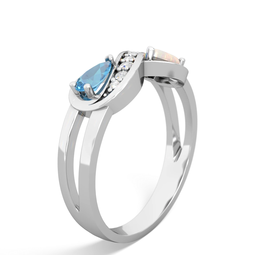 Blue Topaz Diamond Infinity 14K White Gold ring R5390