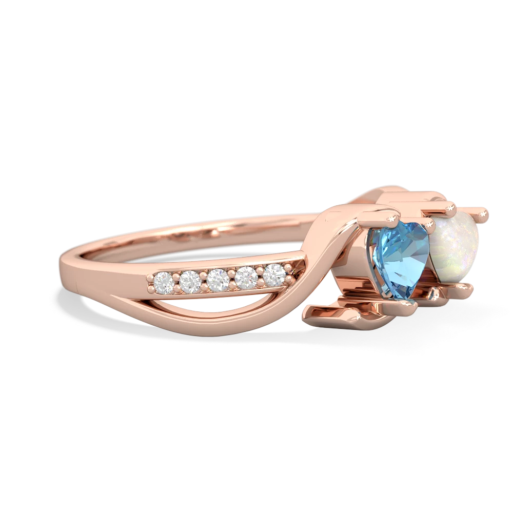 Blue Topaz Side By Side 14K Rose Gold ring R3090