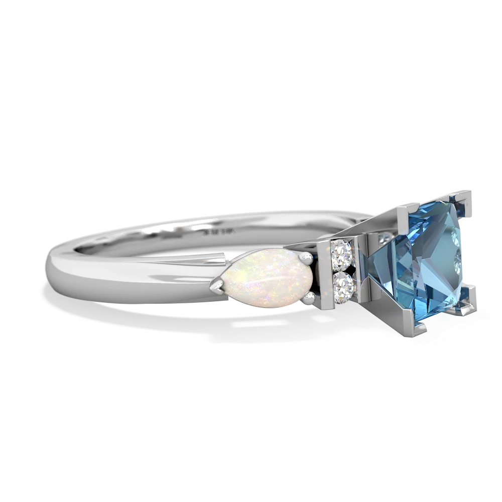 Blue Topaz 6Mm Princess Eternal Embrace Engagement 14K White Gold ring C2002