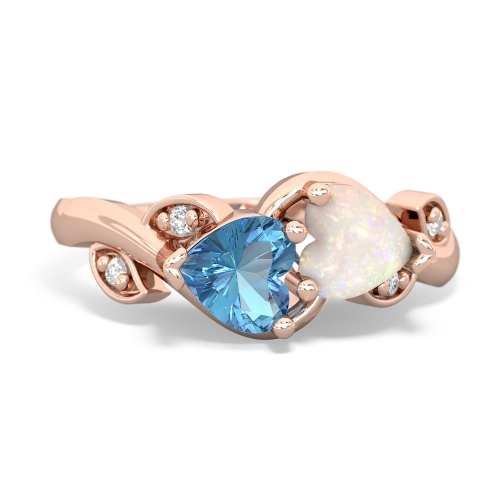 Blue Topaz Floral Elegance 14K Rose Gold ring R5790