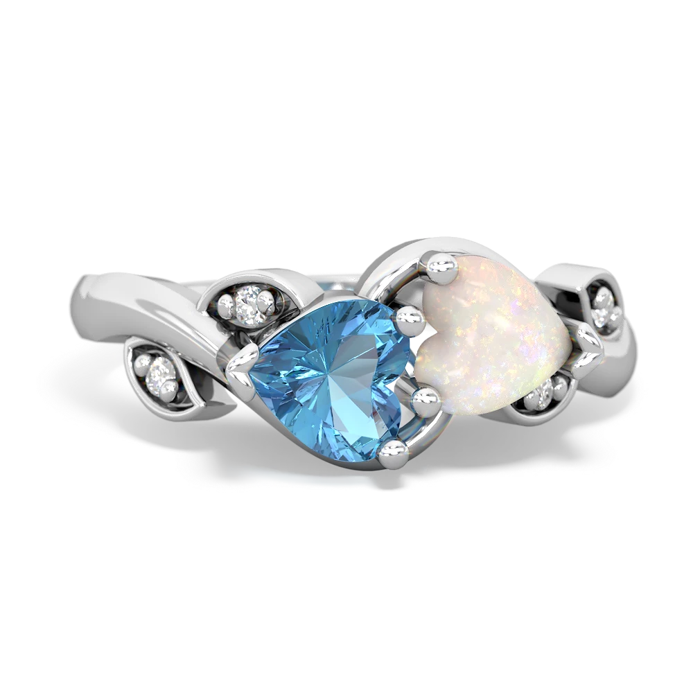 Blue Topaz Floral Elegance 14K White Gold ring R5790