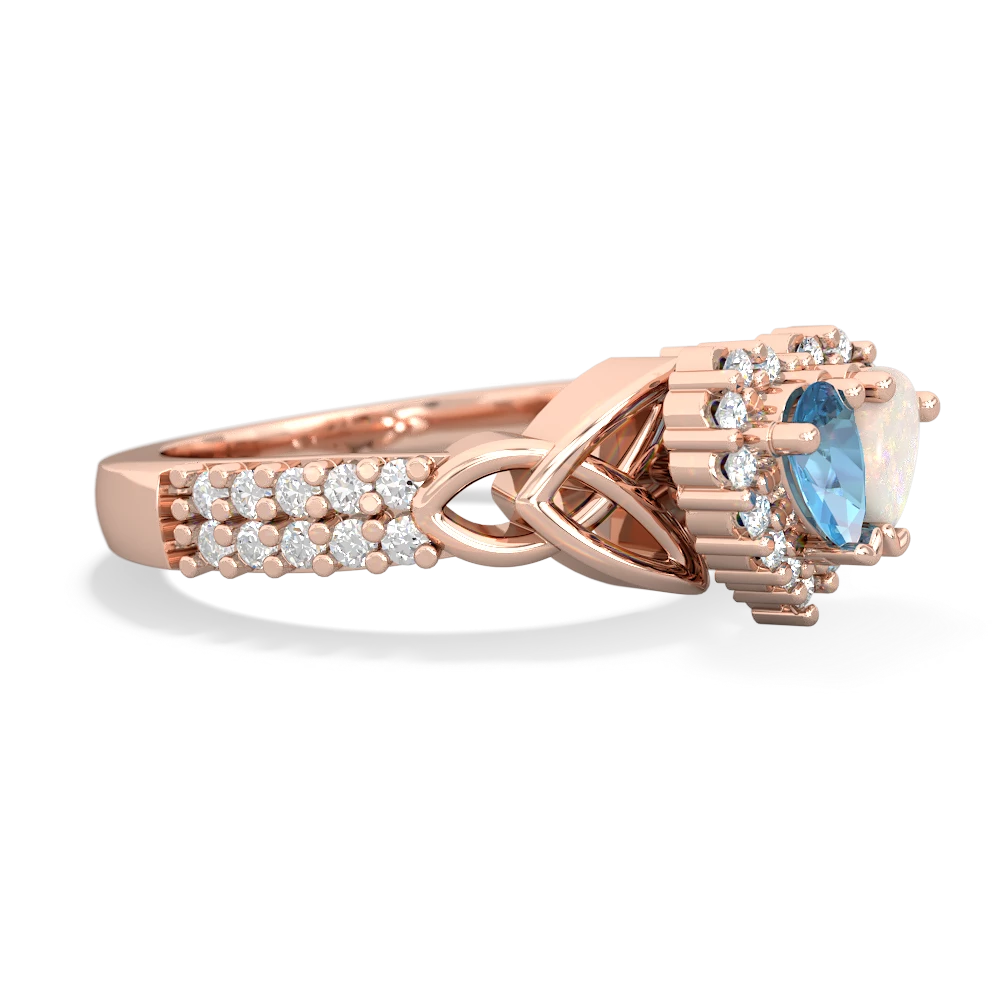 Blue Topaz Celtic Knot Two Hearts As One 14K Rose Gold ring R2644HRT