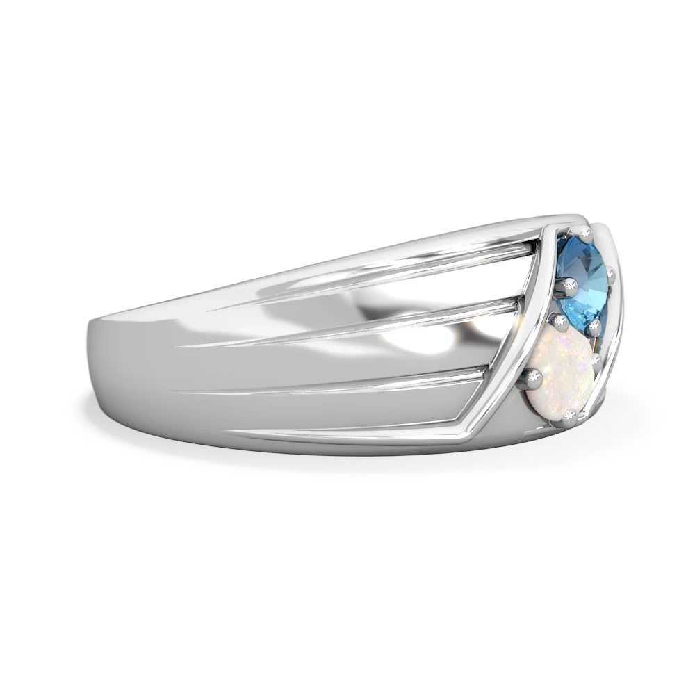 Blue Topaz Men's Streamline 14K White Gold ring R0460