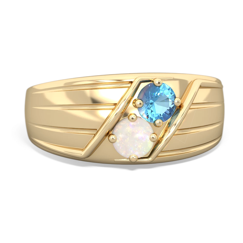 Blue Topaz Men's Streamline 14K Yellow Gold ring R0460