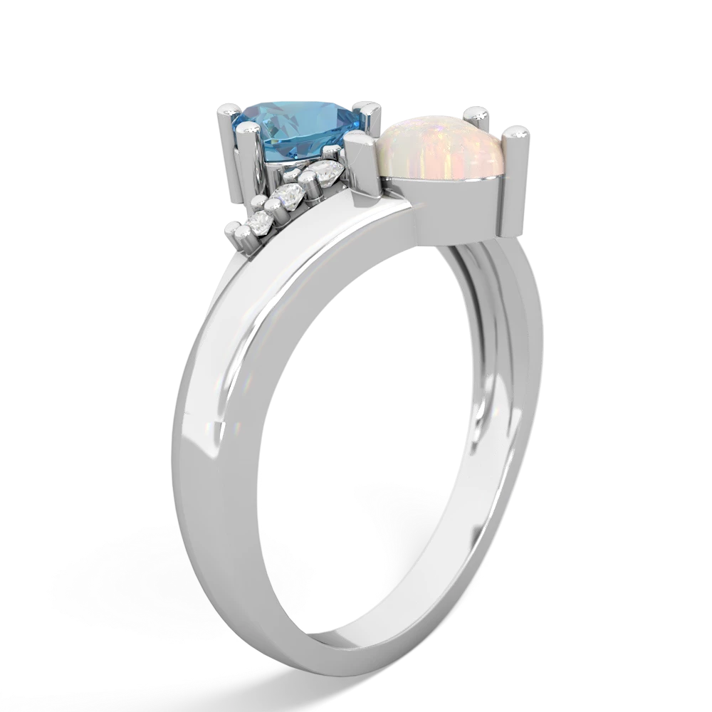 Blue Topaz Heart To Heart 14K White Gold ring R2064