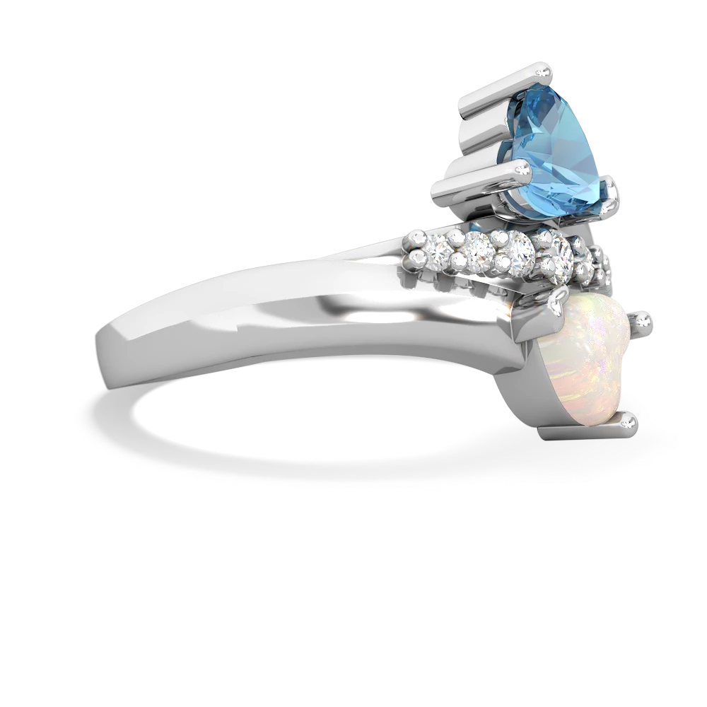 Blue Topaz Heart To Heart 14K White Gold ring R2064