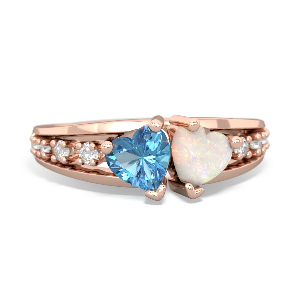 Blue Topaz Heart To Heart 14K Rose Gold ring R3342