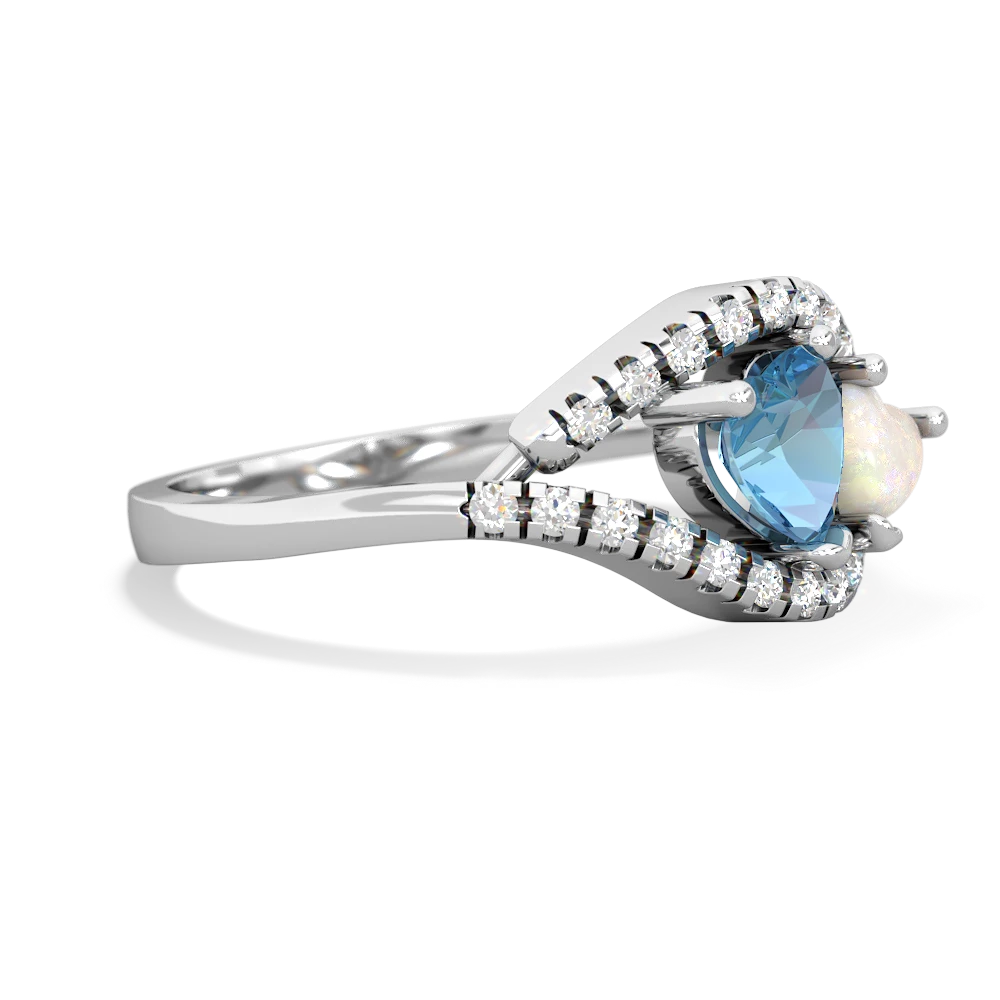 Blue Topaz Mother And Child 14K White Gold ring R3010