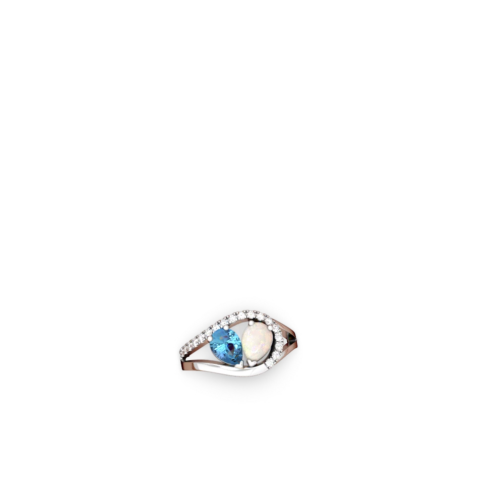 Blue Topaz Nestled Heart Keepsake 14K White Gold ring R5650