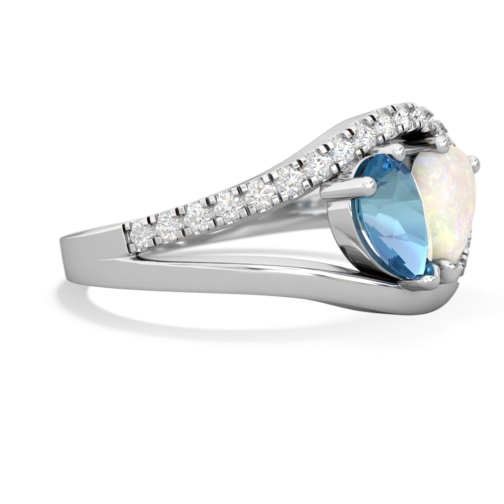 Blue Topaz Nestled Heart Keepsake 14K White Gold ring R5650