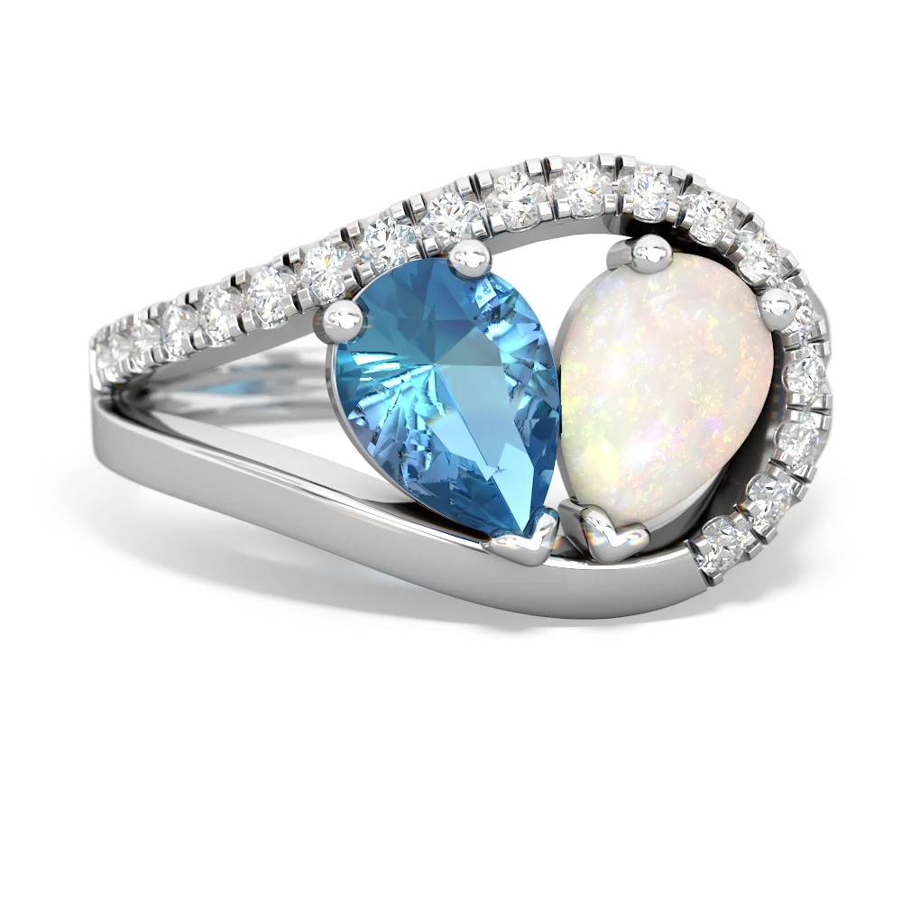 Blue Topaz Nestled Heart Keepsake 14K White Gold ring R5650