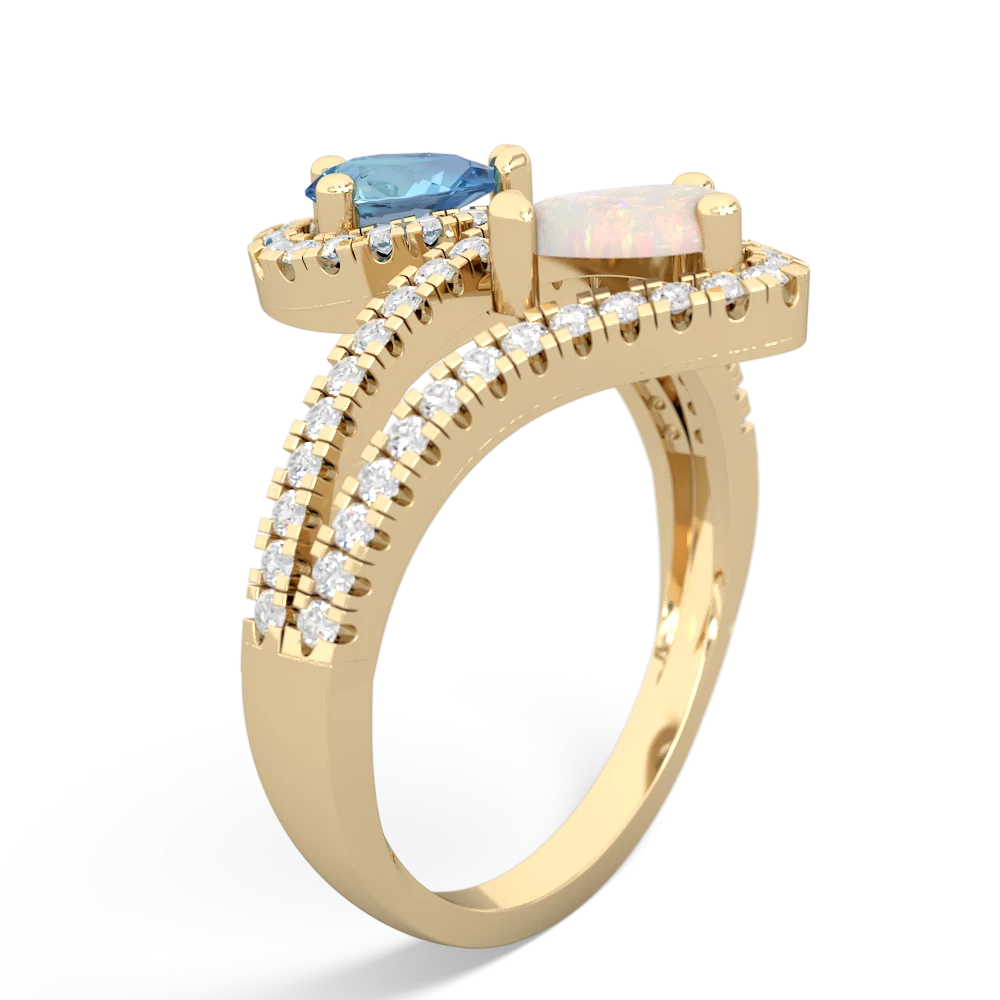 Blue Topaz Diamond Dazzler 14K Yellow Gold ring R3000