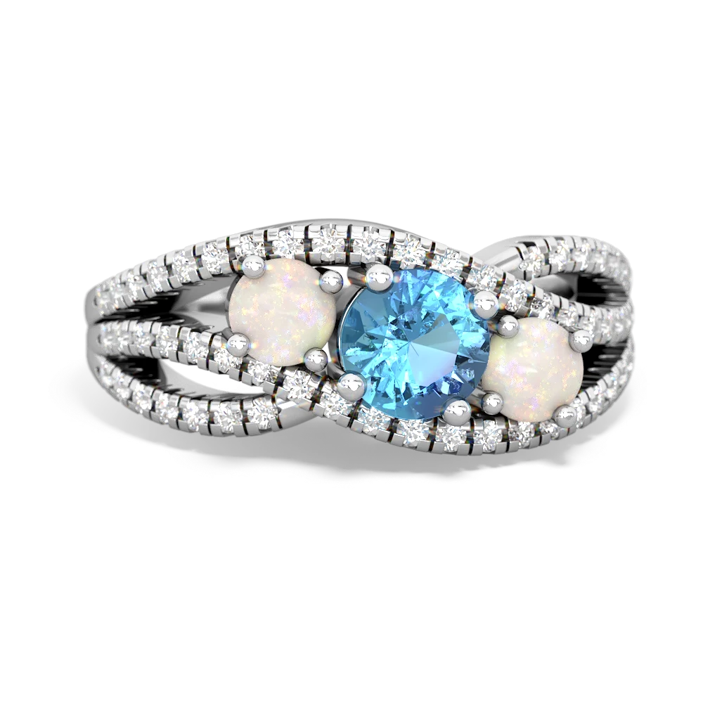 Blue Topaz Three Stone Aurora 14K White Gold ring R3080