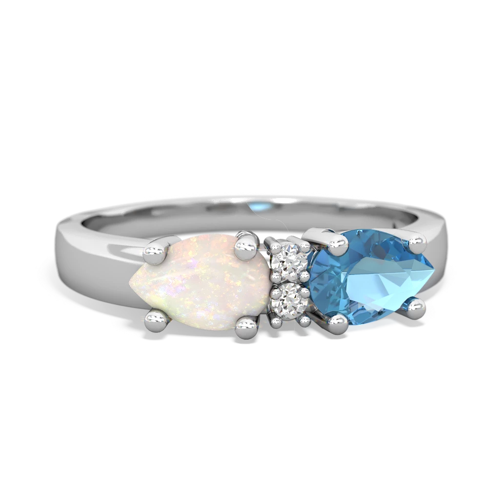 Blue Topaz Pear Bowtie 14K White Gold ring R0865