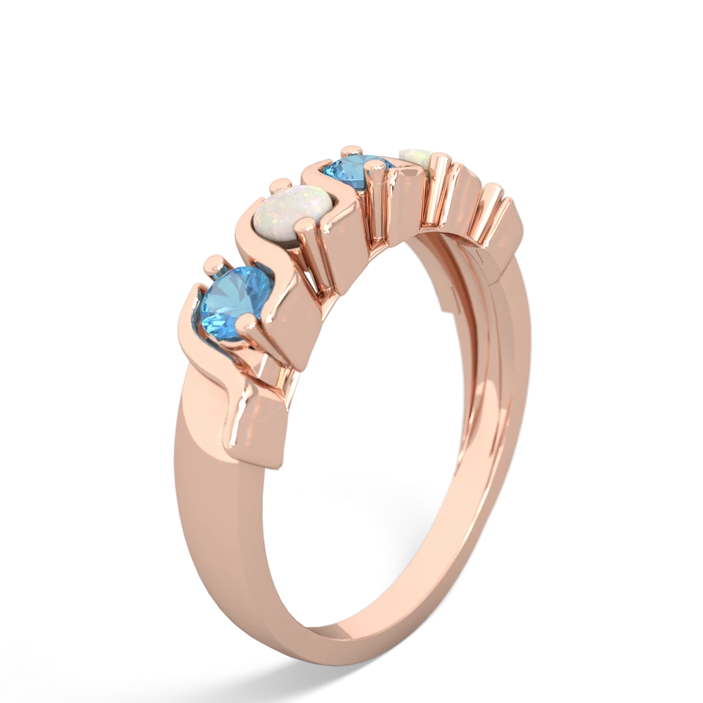 Blue Topaz Anniversary Band 14K Rose Gold ring R2089