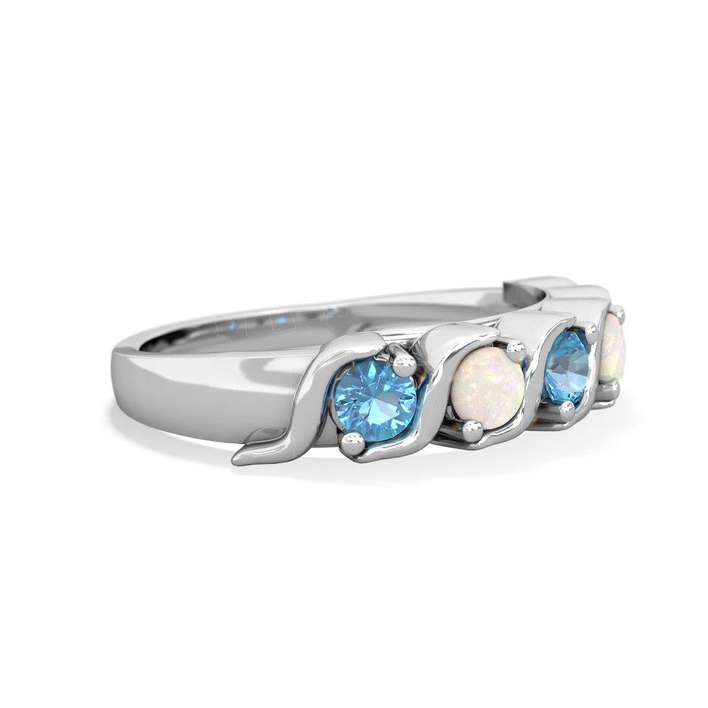 Blue Topaz Anniversary Band 14K White Gold ring R2089