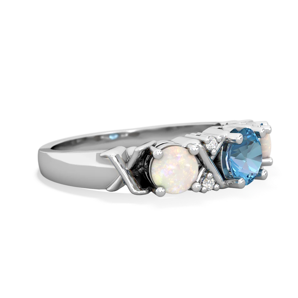 Blue Topaz Hugs And Kisses 14K White Gold ring R5016