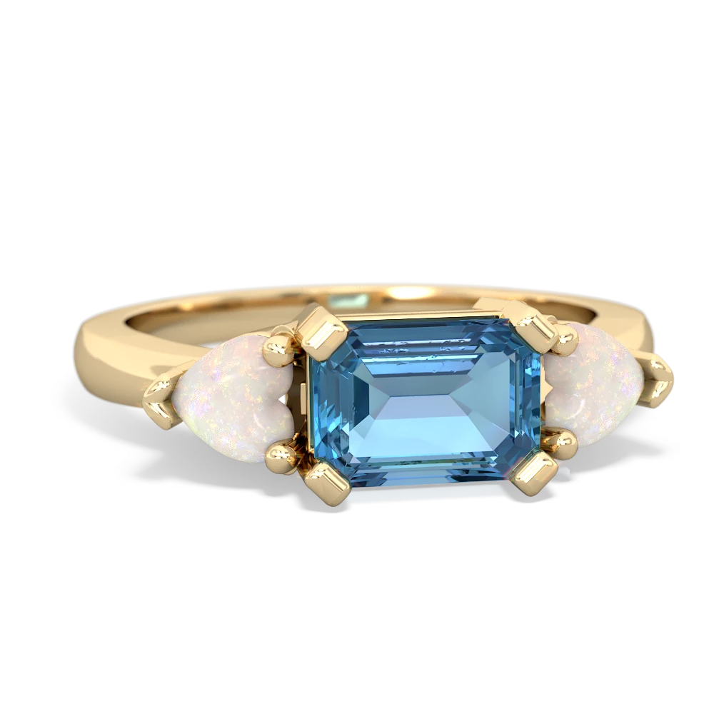 Blue Topaz Three Stone 14K Yellow Gold ring R5235