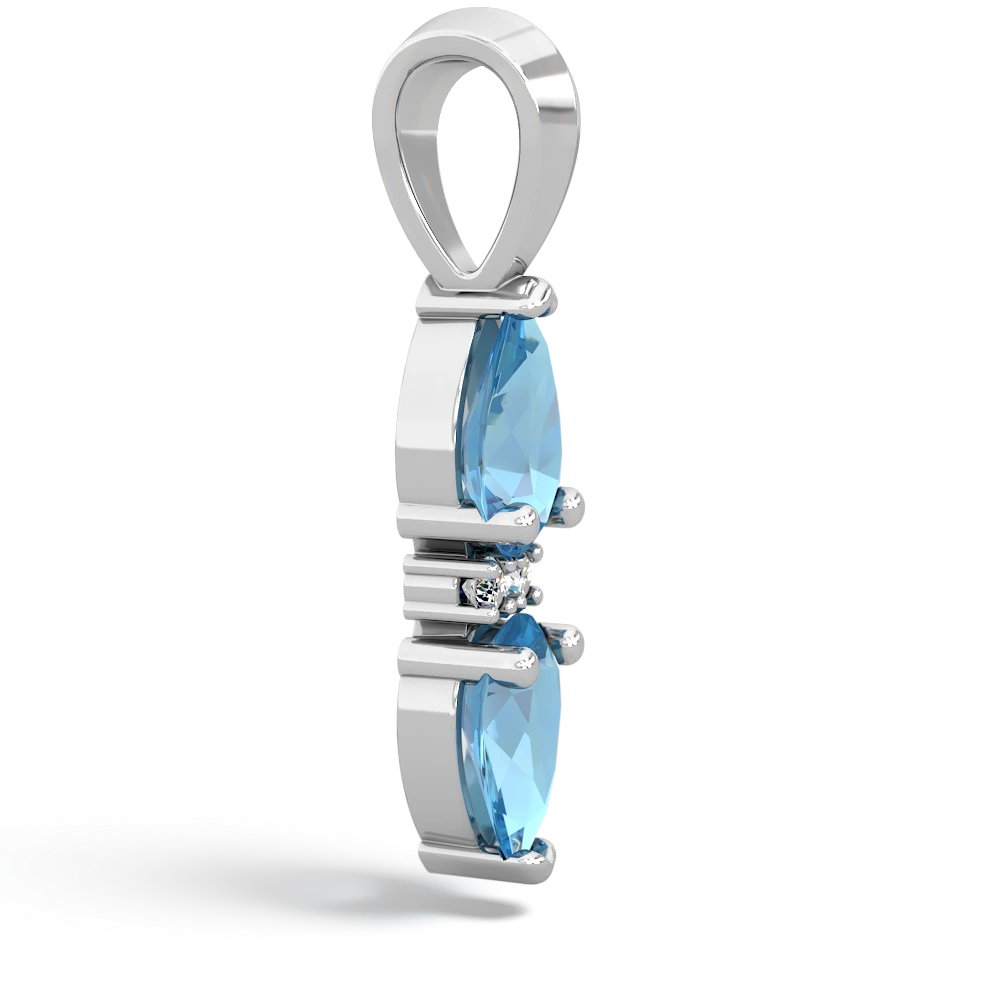 Blue Topaz Bowtie Drop 14K White Gold pendant P0865