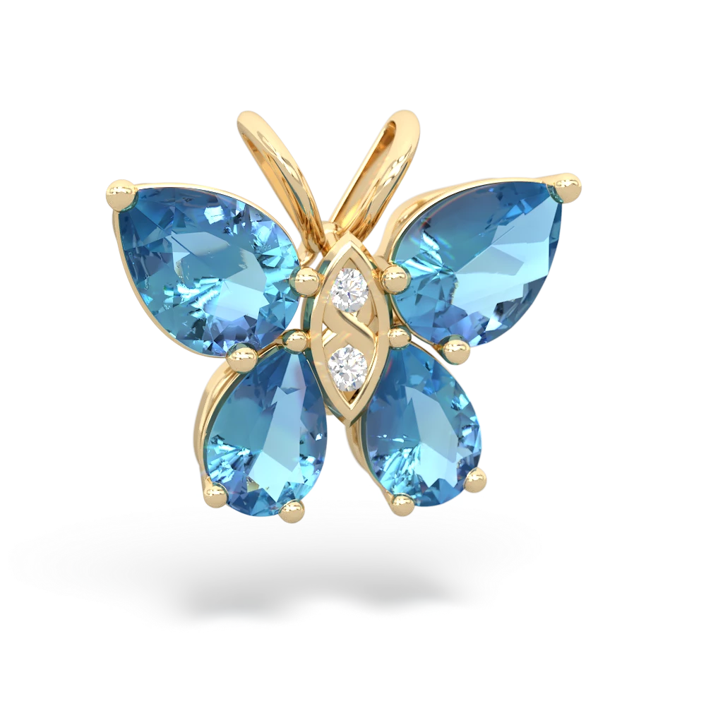 Blue Topaz Butterfly 14K Yellow Gold pendant P2215