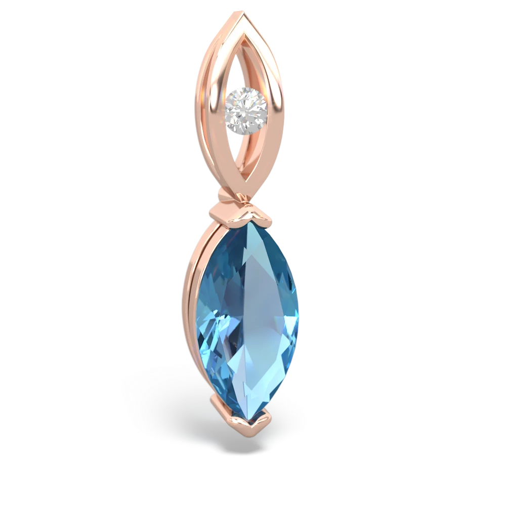 Blue Topaz Marquise Drop 14K Rose Gold pendant P5333