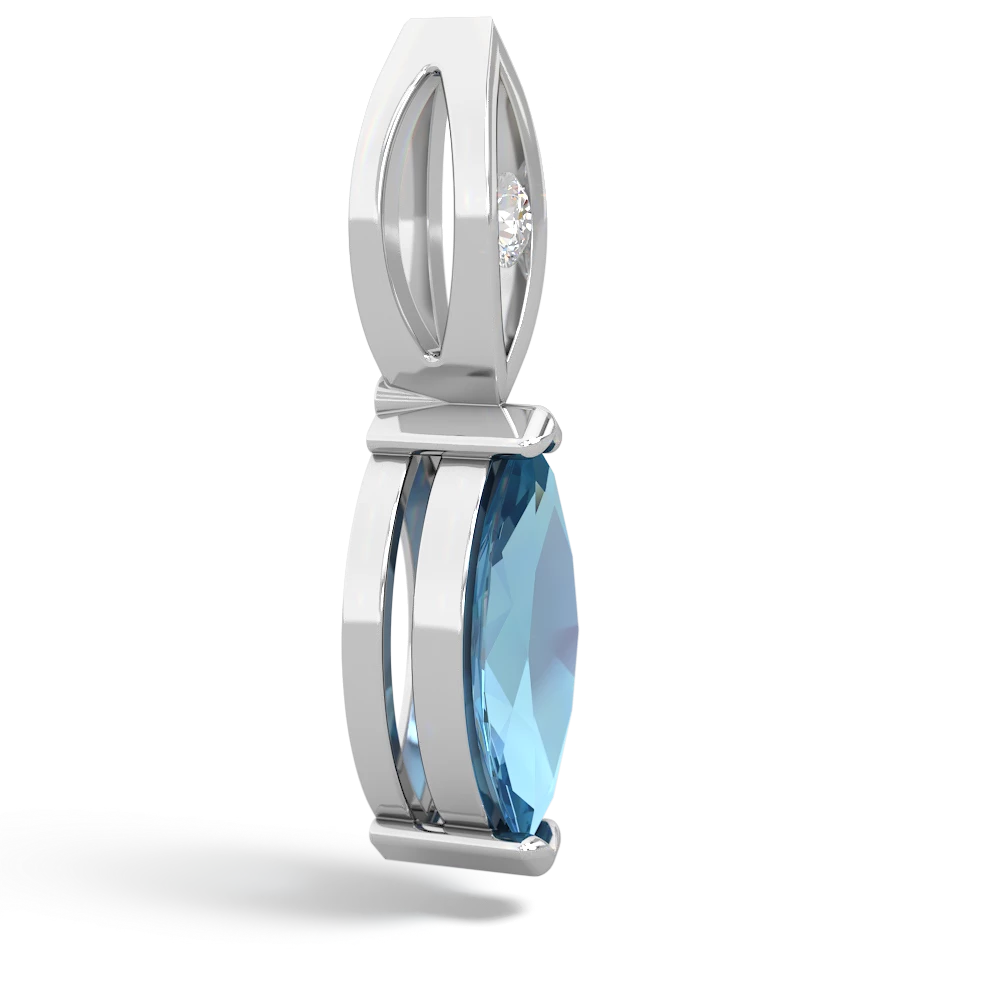 Blue Topaz Marquise Drop 14K White Gold pendant P5333