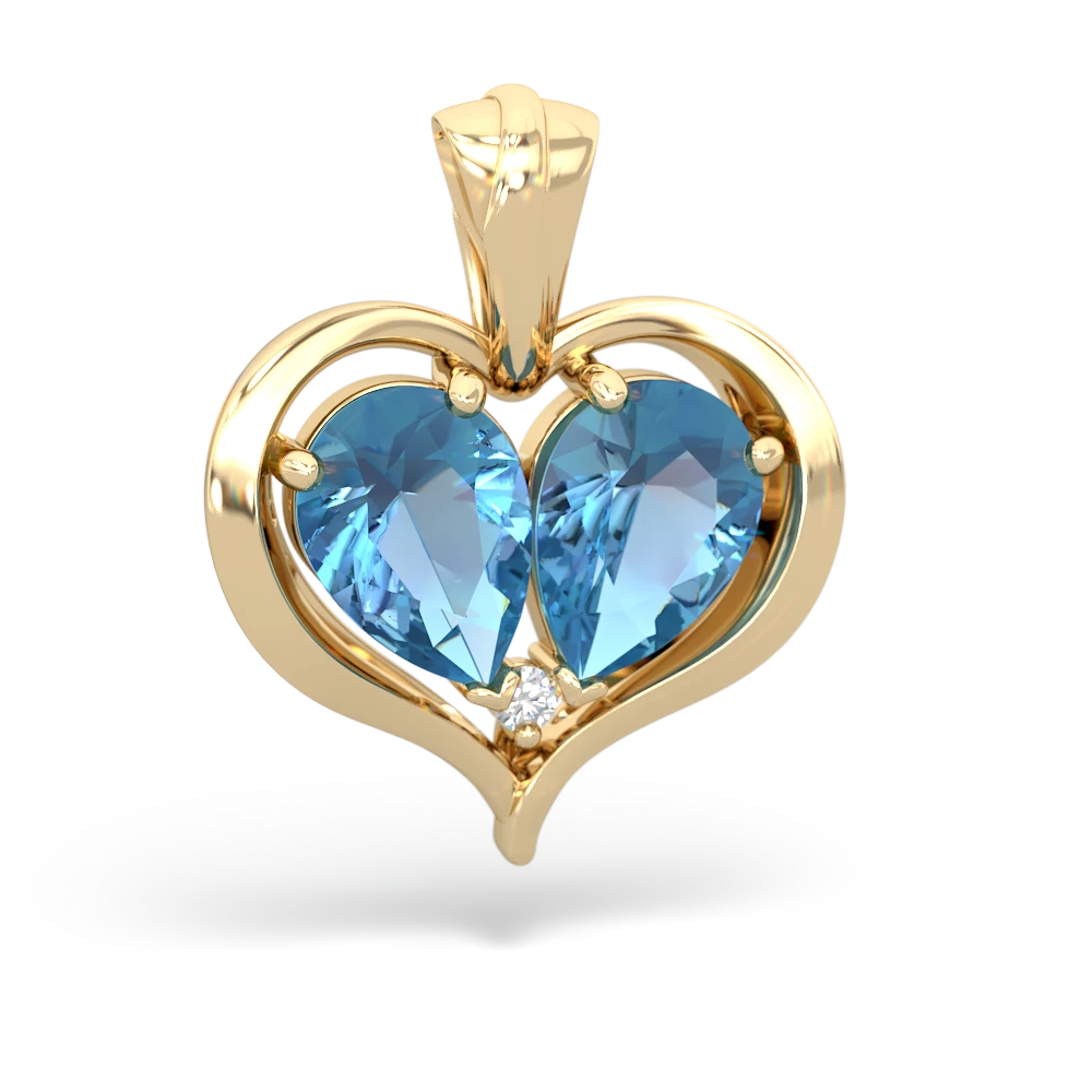 Blue Topaz Two Become One 14K Yellow Gold pendant P5330