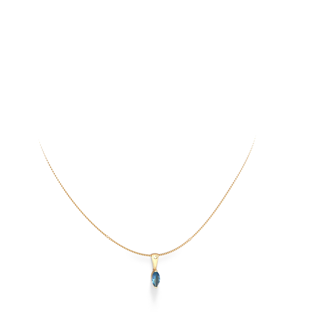 Blue Topaz 8X4 Marquise 14K Yellow Gold pendant P1701