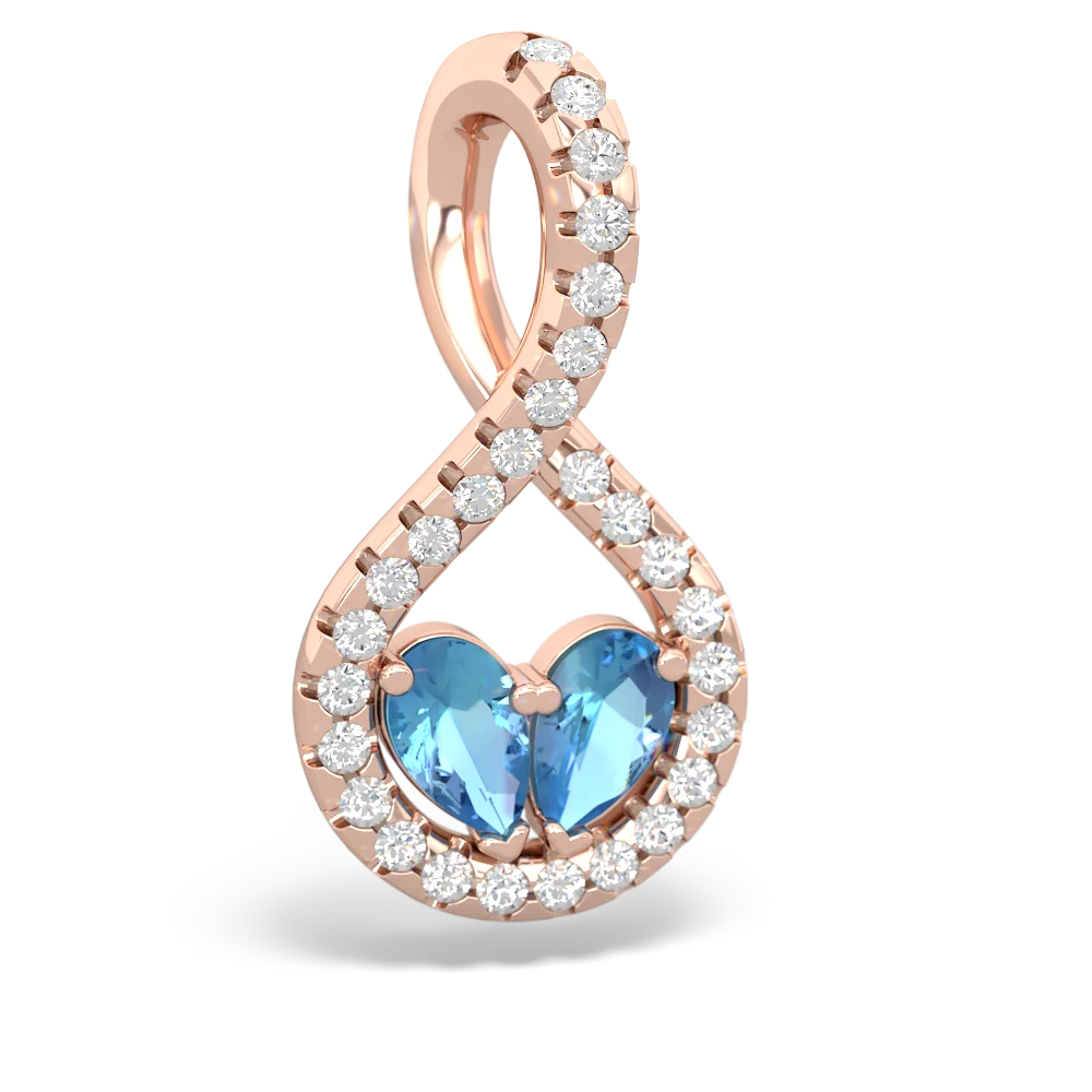 Blue Topaz Pave Twist 'One Heart' 14K Rose Gold pendant P5360