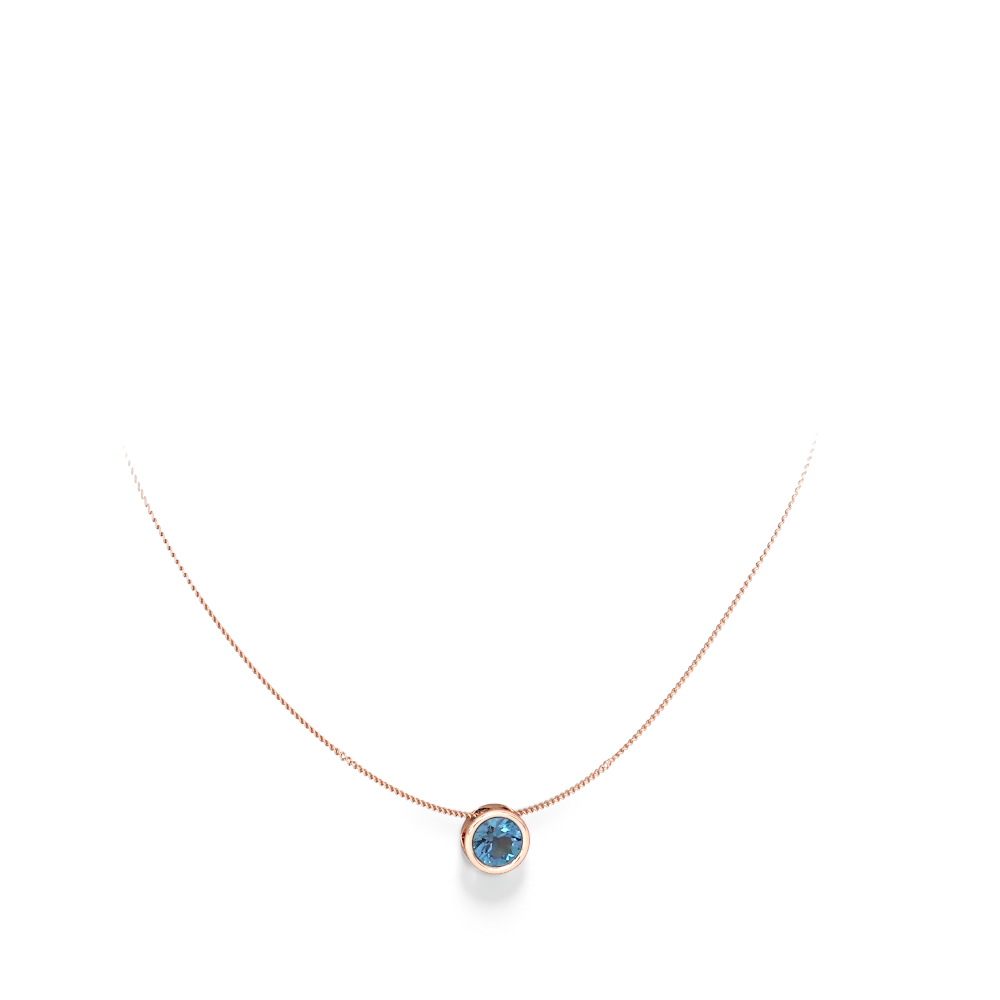 Blue Topaz 8Mm Slide 14K Rose Gold pendant P3788