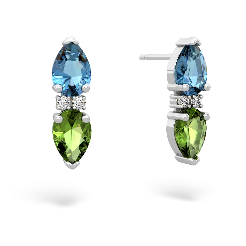 Blue Topaz Bowtie Drop 14K White Gold earrings E0865