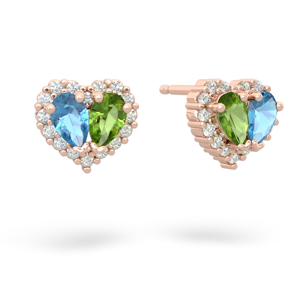 Blue Topaz Halo 14K Rose Gold earrings E7008