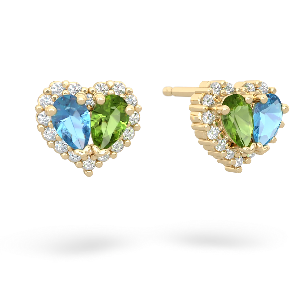 Blue Topaz Halo 14K Yellow Gold earrings E7008