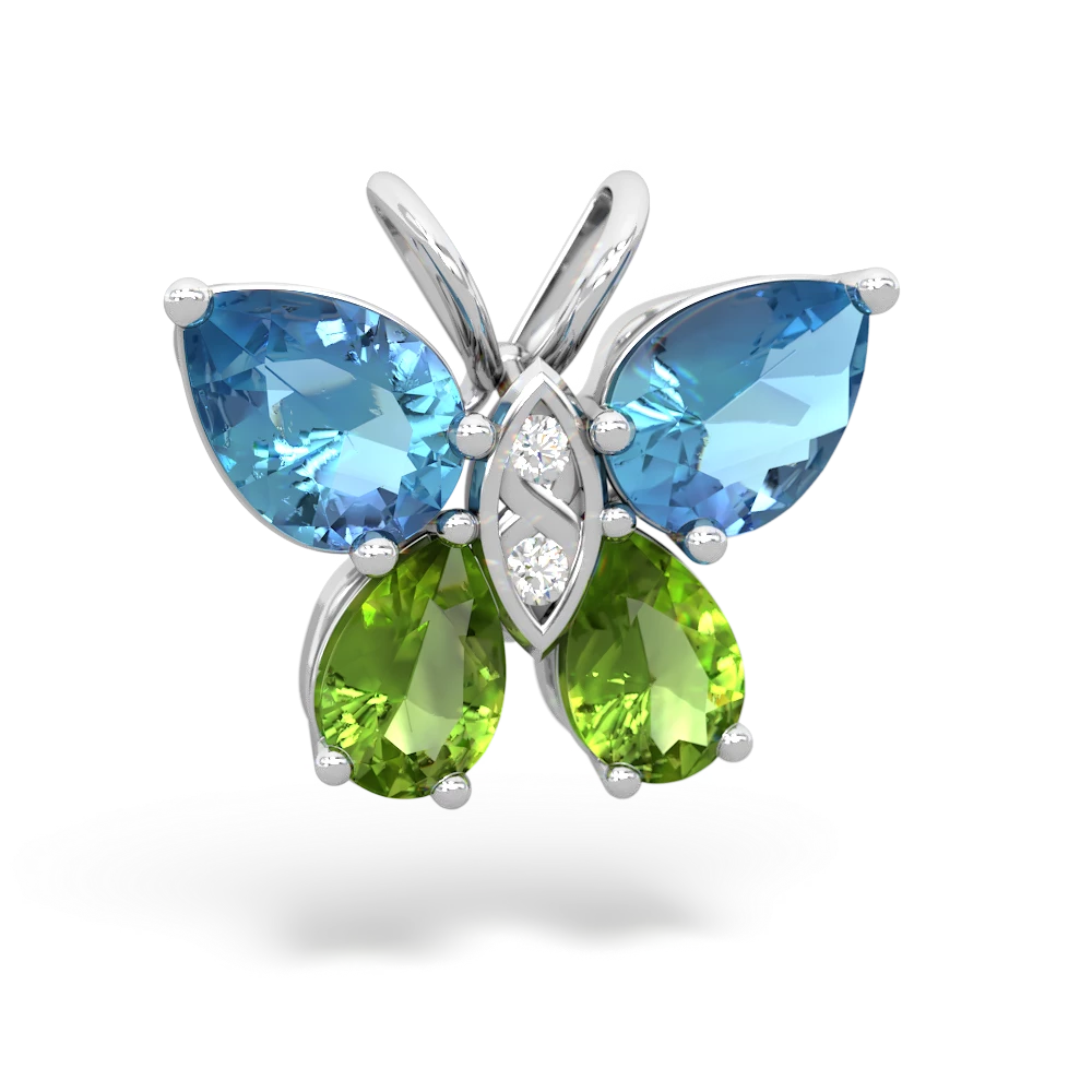 Blue Topaz Butterfly 14K White Gold pendant P2215