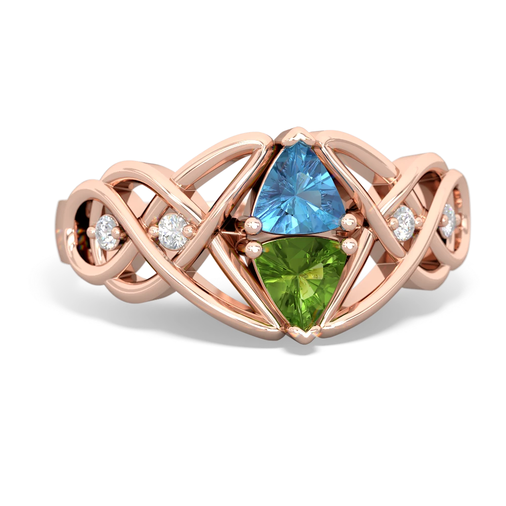 Blue Topaz Keepsake Celtic Knot 14K Rose Gold ring R5300