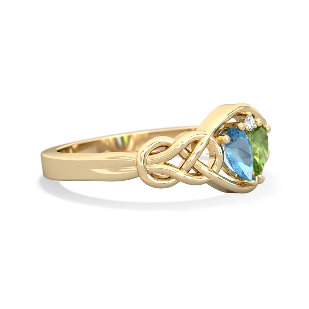 Blue Topaz Celtic Love Knot 14K Yellow Gold ring R5420