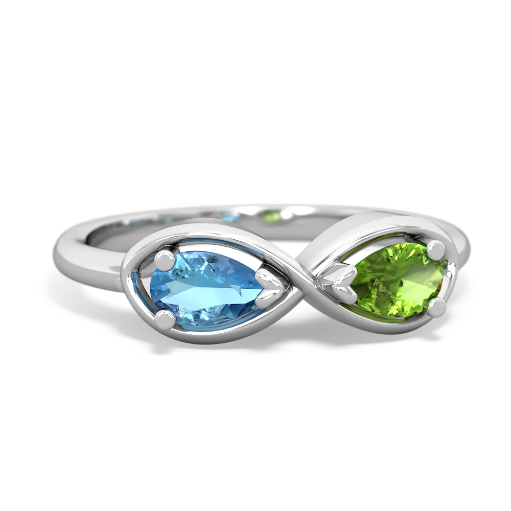 Blue Topaz Infinity 14K White Gold ring R5050