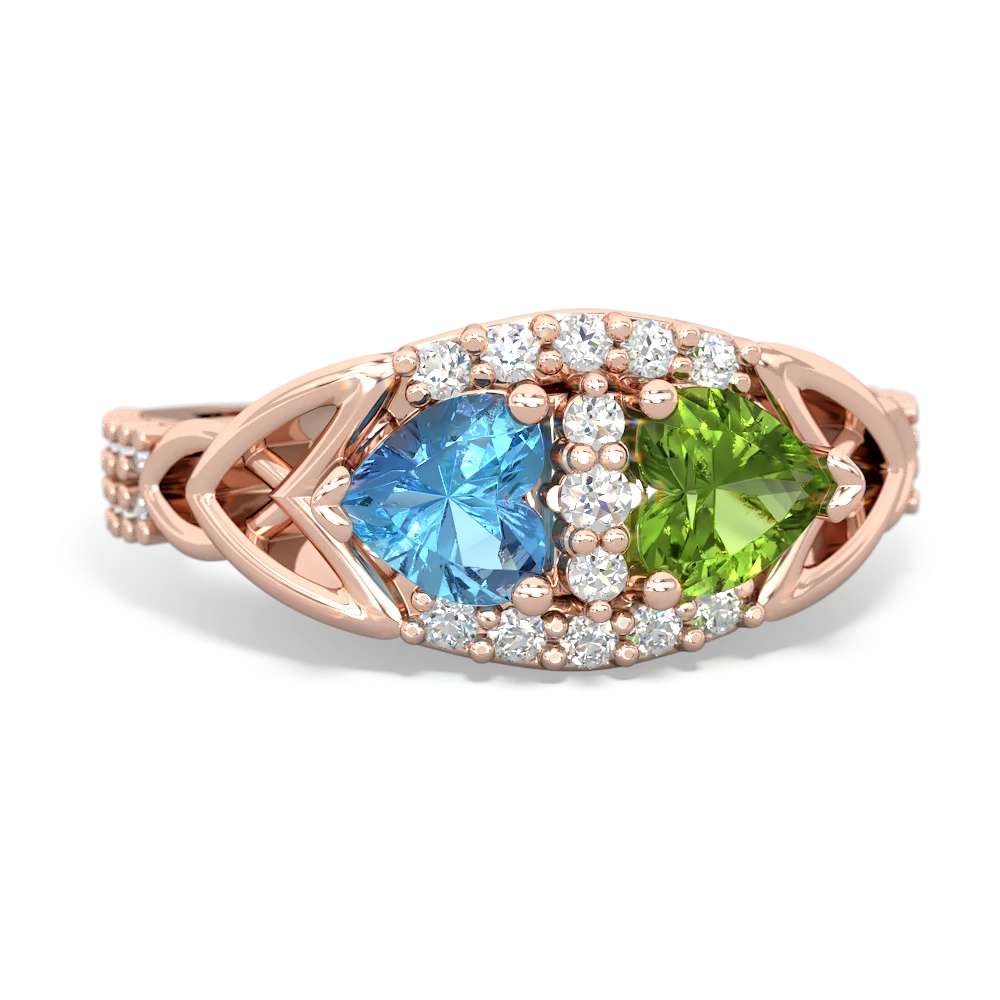 Blue Topaz Sparkling Celtic Knot 14K Rose Gold ring R2645