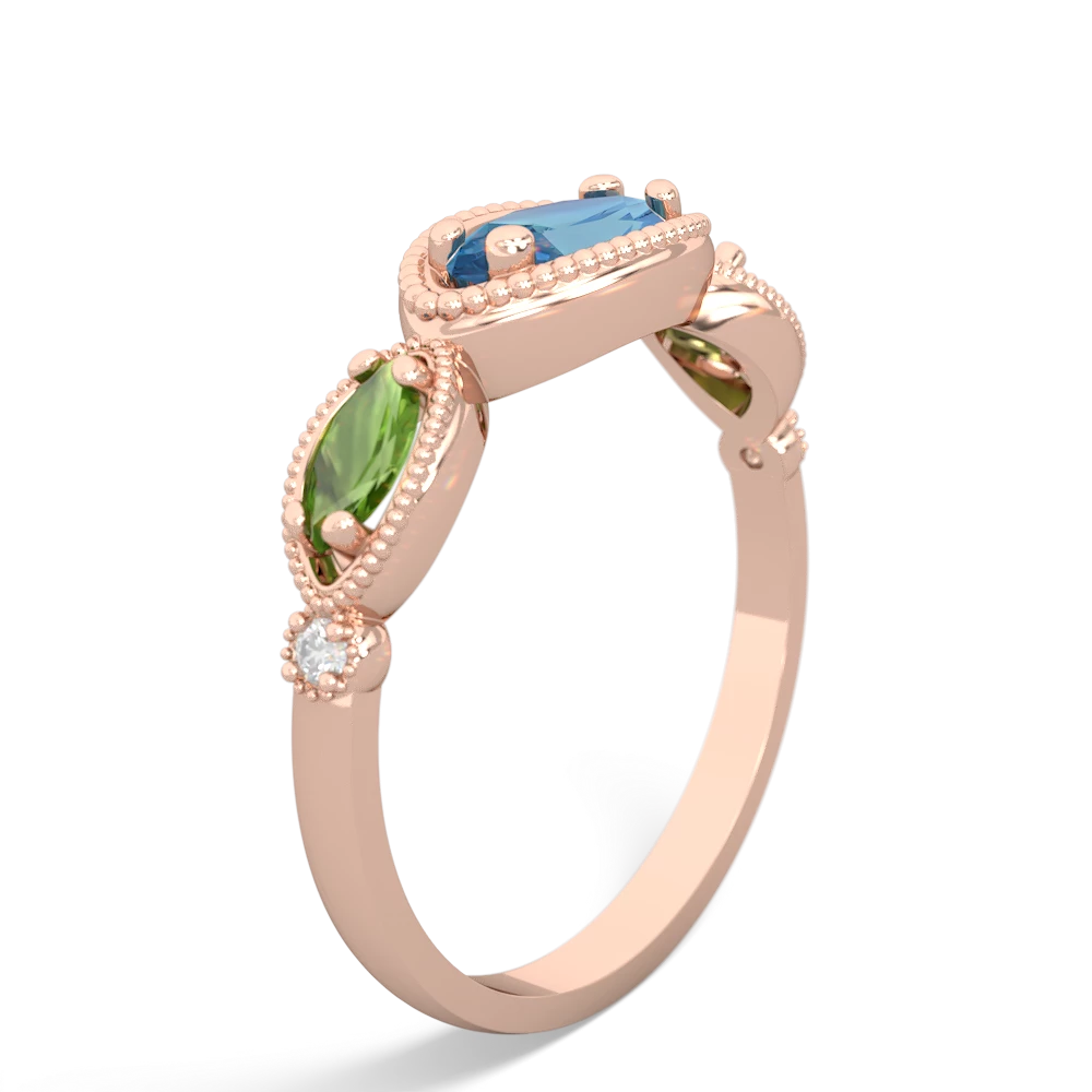 Blue Topaz Milgrain Marquise 14K Rose Gold ring R5700