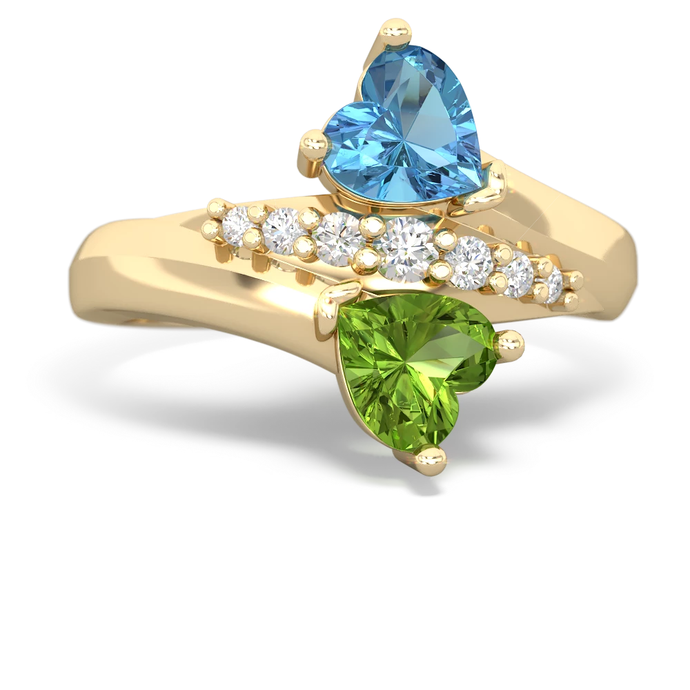 Blue Topaz Heart To Heart 14K Yellow Gold ring R2064