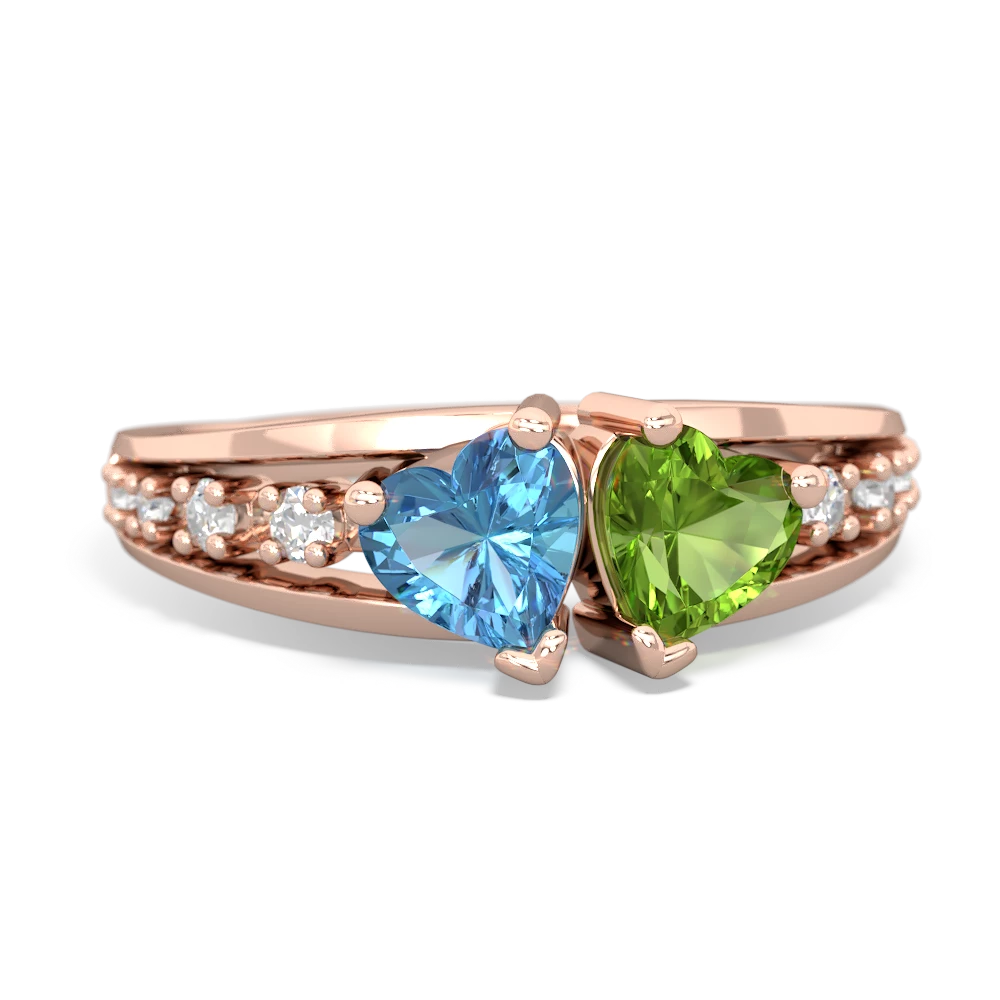 Blue Topaz Heart To Heart 14K Rose Gold ring R3342