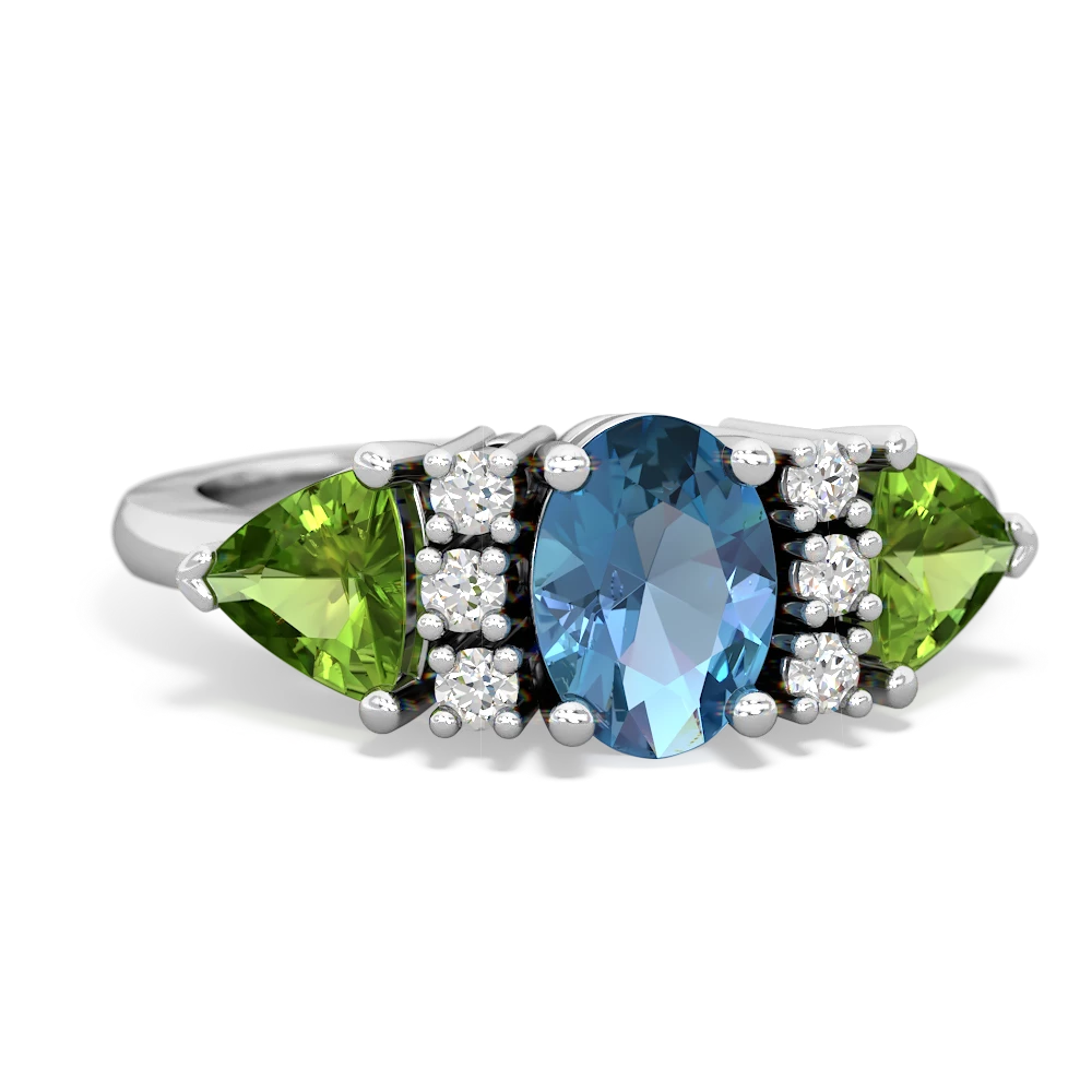 Blue Topaz Antique Style Three Stone 14K White Gold ring R2186