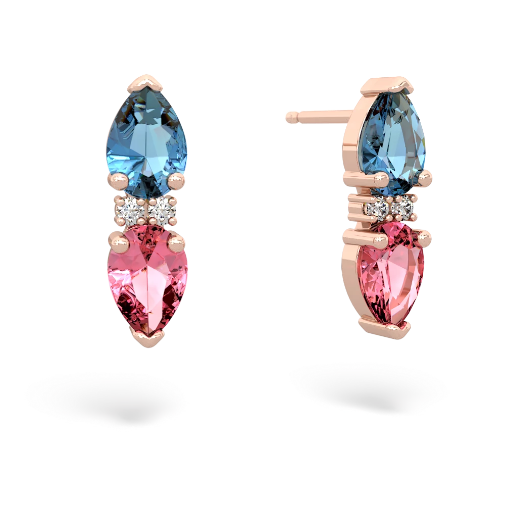 Blue Topaz Bowtie Drop 14K Rose Gold earrings E0865